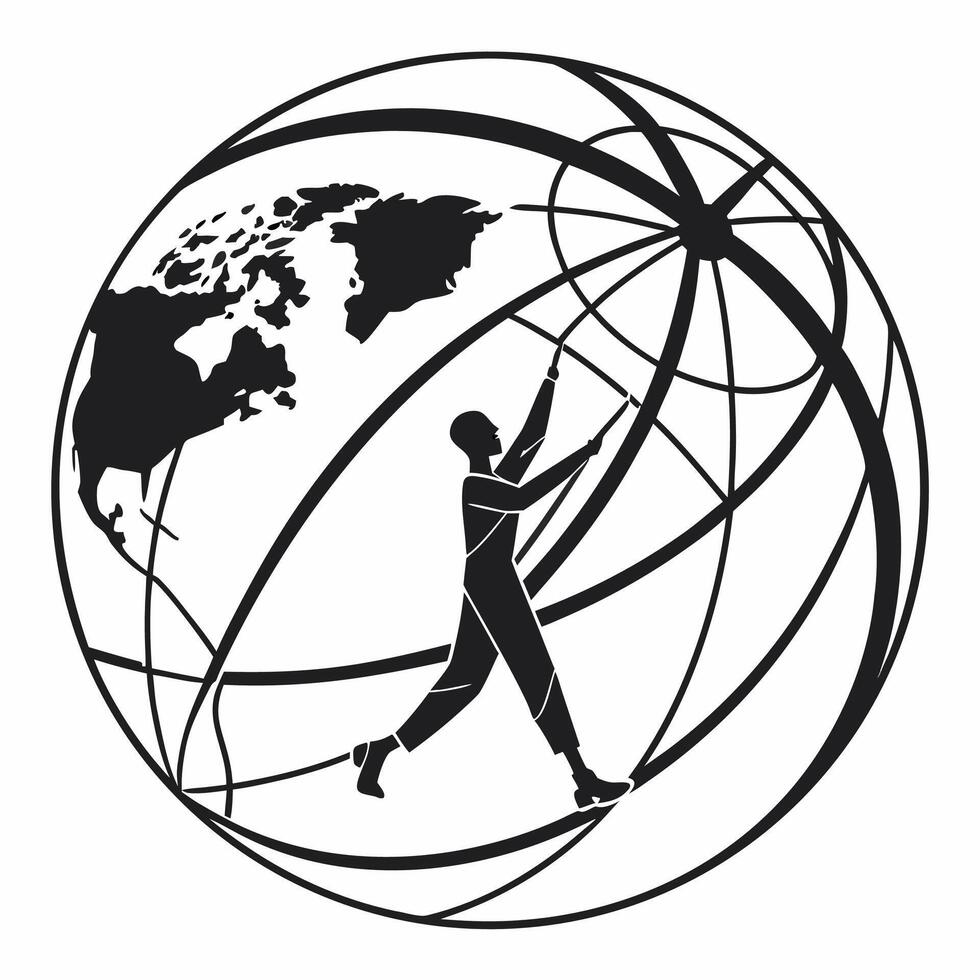 Man supporting the world globe, a global connection vector