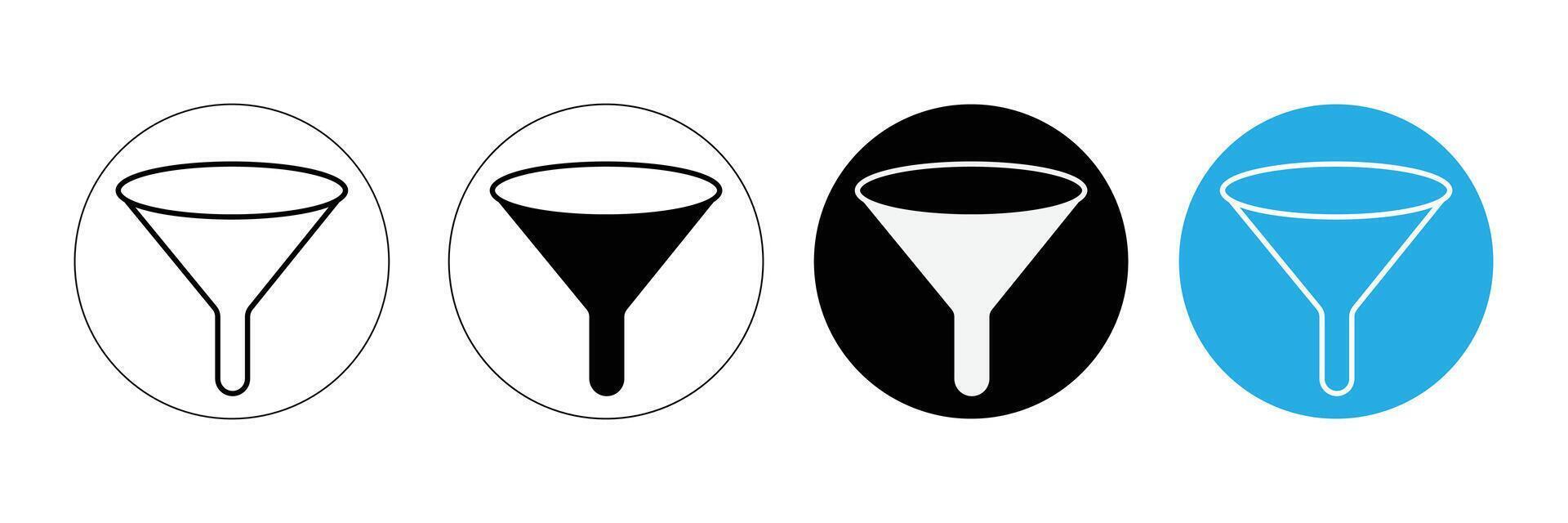 Collection of filter icons isolated on white background for data and science vector