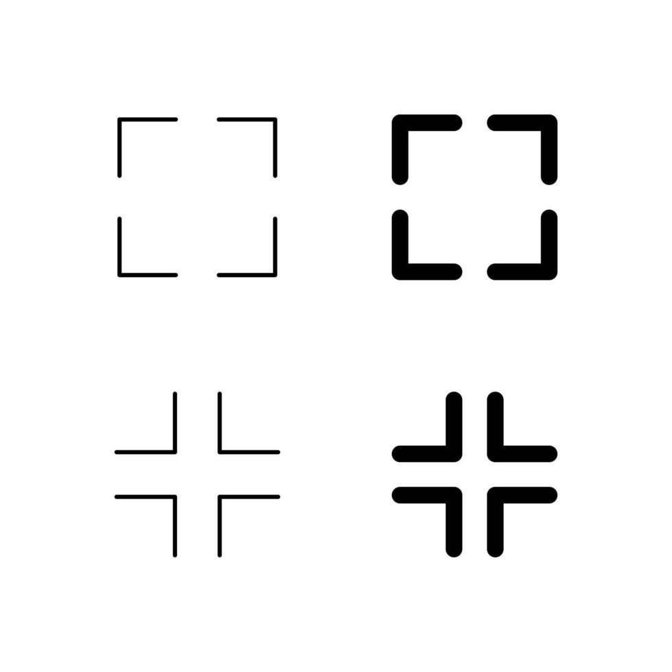 Fullscreen and Exit Fullscreen Icon Collection in Line and Solid Style vector