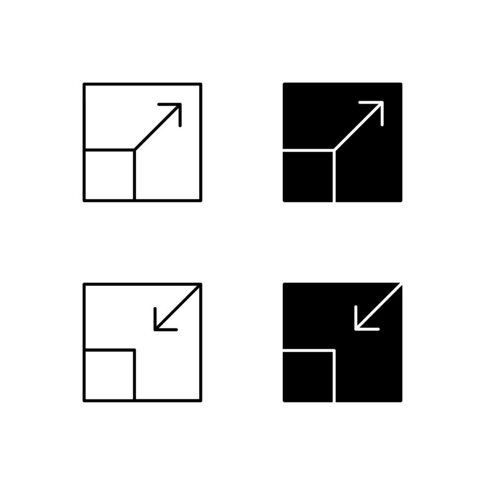 Web Dashboard Fullscreen and Exit Fullscreen Icons in Mixed Line and Solid vector