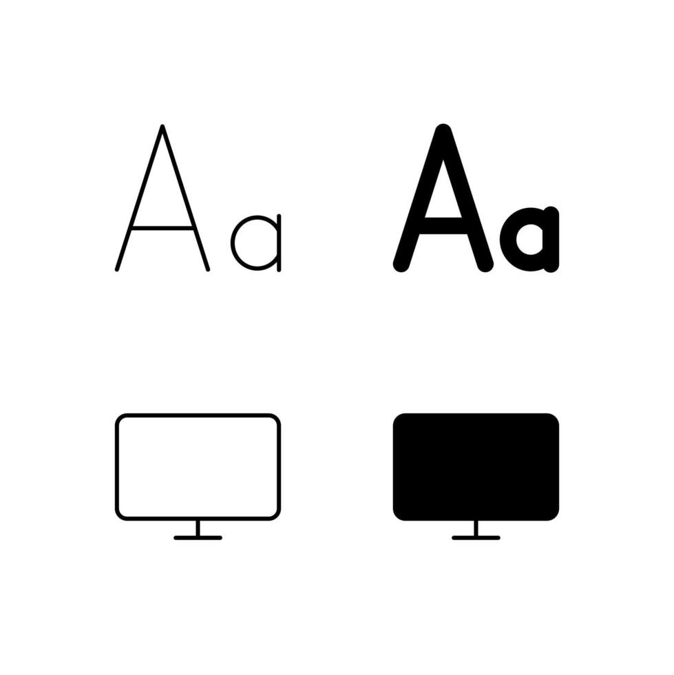 Digital Platform Font Size and Screen Glyph and Line Icon Pack vector