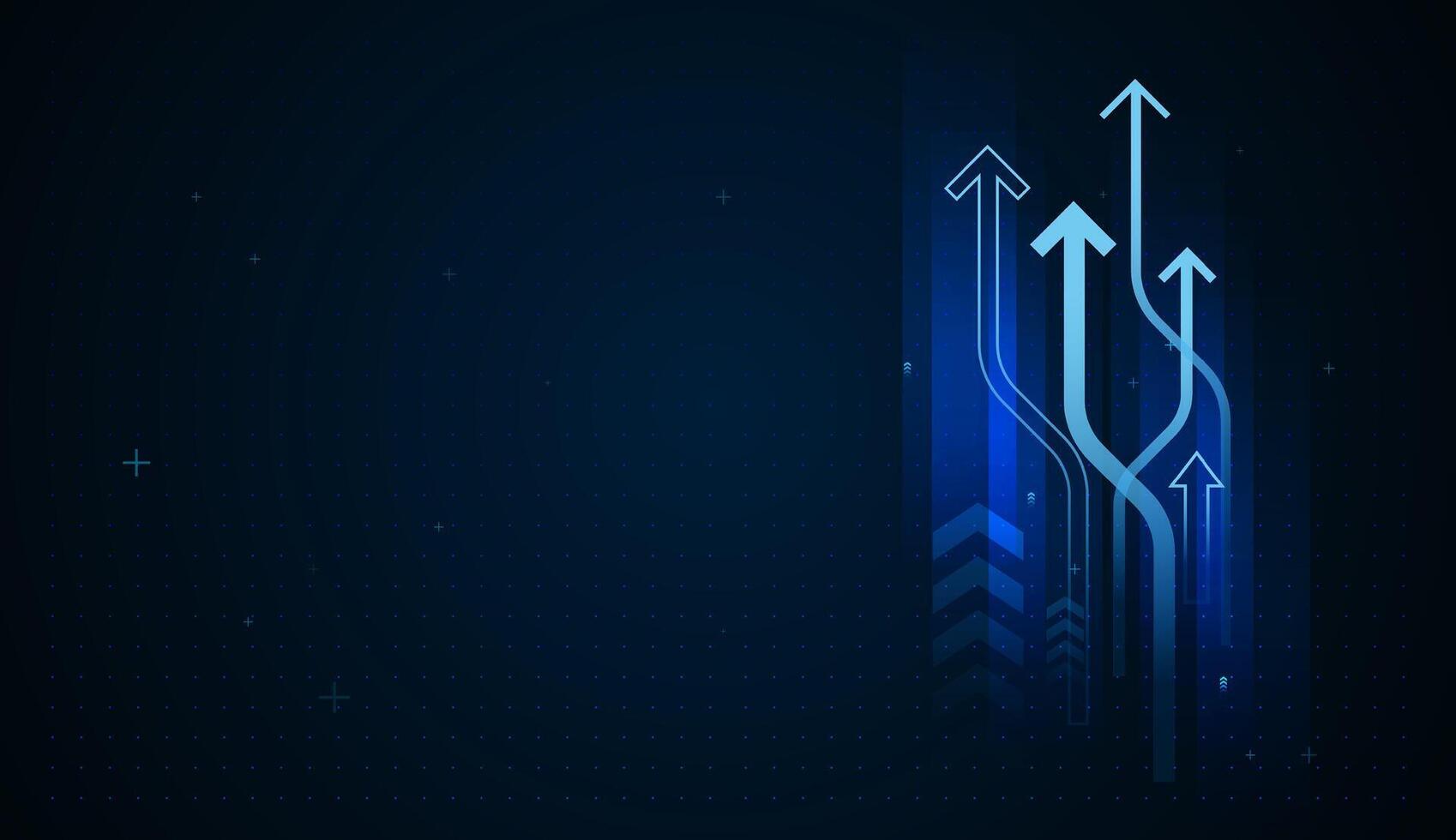 The modern Multiple glowing arrows rise upward with varying curved paths, symbolizing diverse strategies leading to success and growth business and strength finance. vector
