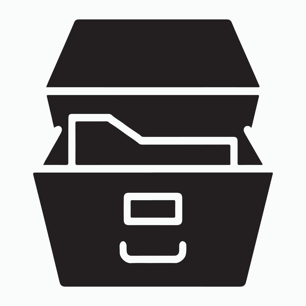 File Cabinet Open Solid Archive Drawer Icon vector