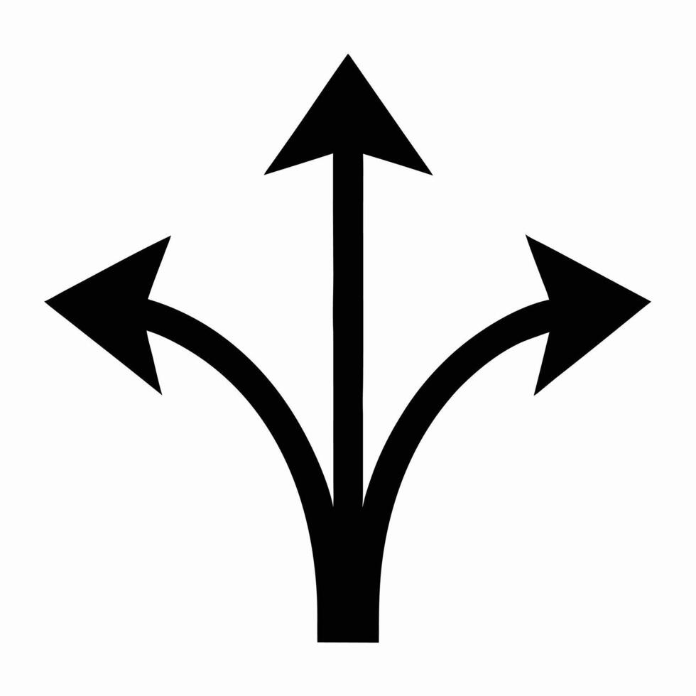 Art of three way direction arrow pointing forward, left and right vector