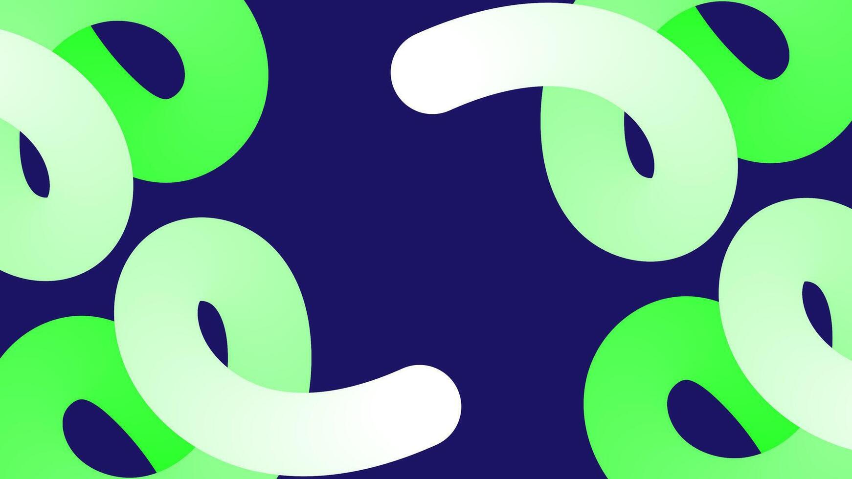 Abstract Modern Geometric 3D Loop Pattern Background with Gradient Green and Blue Circular Shapes on Dark Background Design vector