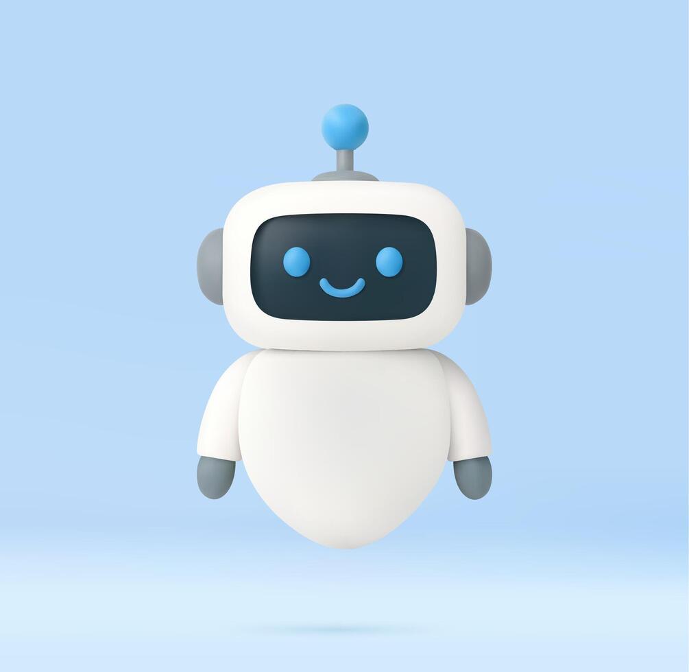 3d Happy robot. 3d ai character, chat bot vector