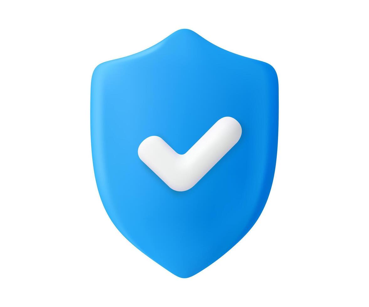 3d Security Shield with Check Mark vector