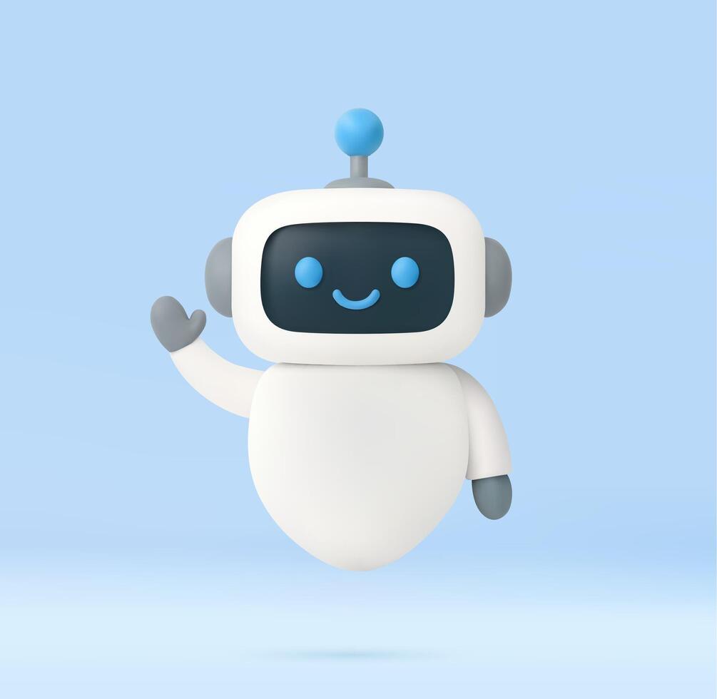 3d Happy robot. 3d ai character, chat bot. vector