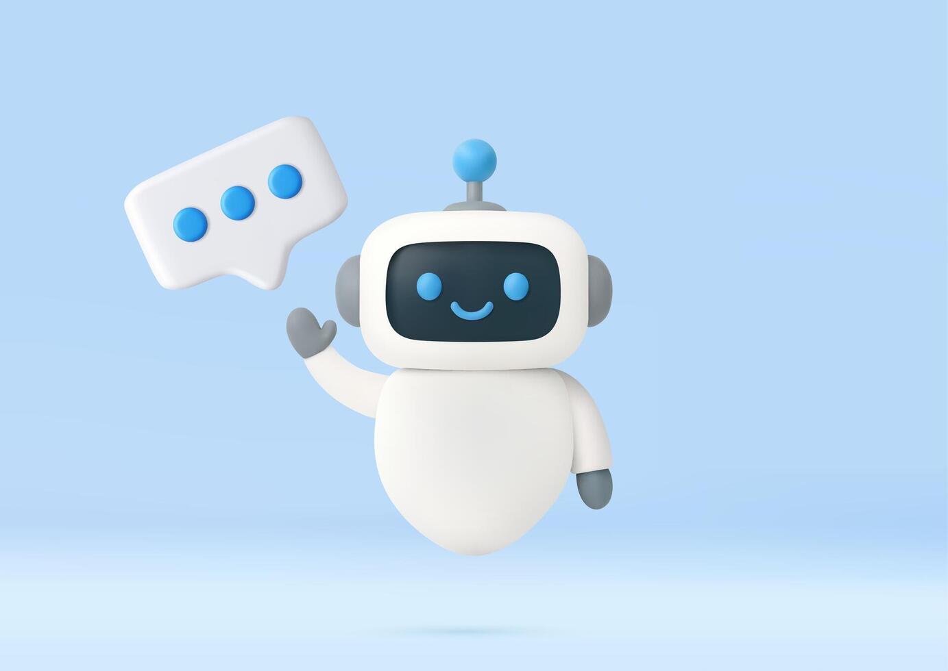3D robot with speech bubble. vector
