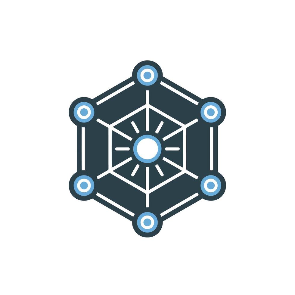 Abstract Hexagon Structure Depicting a Network Communication with Light Blue Connected Dots vector