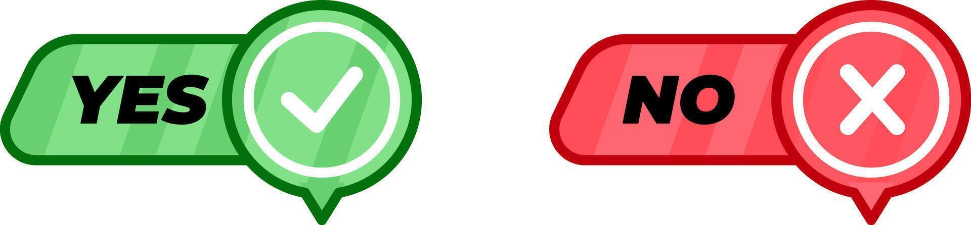 Design showing a set of green and red yes and no buttons, vector