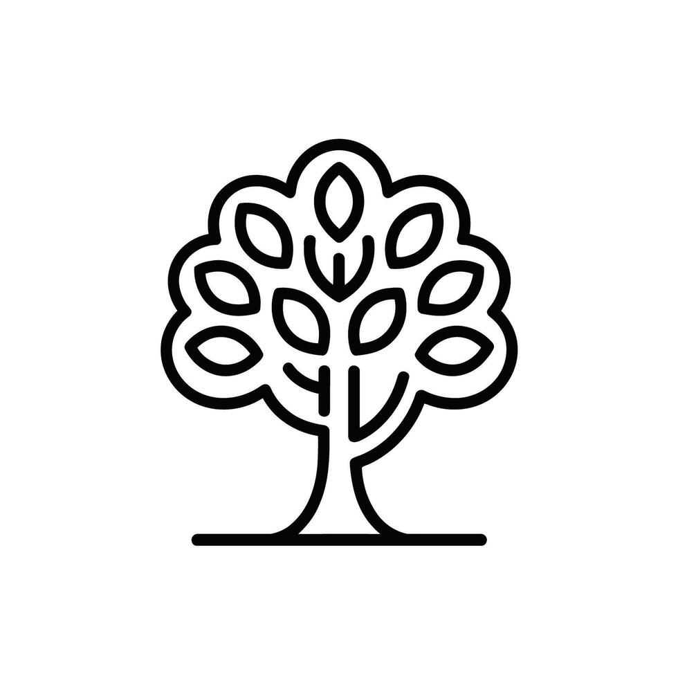 Stylized Tree Illustration with Rounded Leaves and a Simple Trunk Design for Nature Concepts vector
