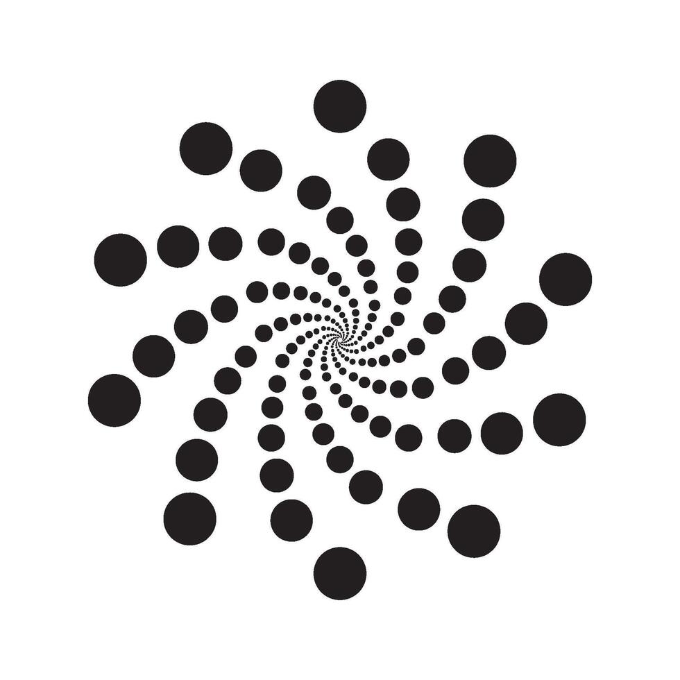 Optical illusion with black squares in a spiral pattern on a white background. The design creates a hypnotic effect vector