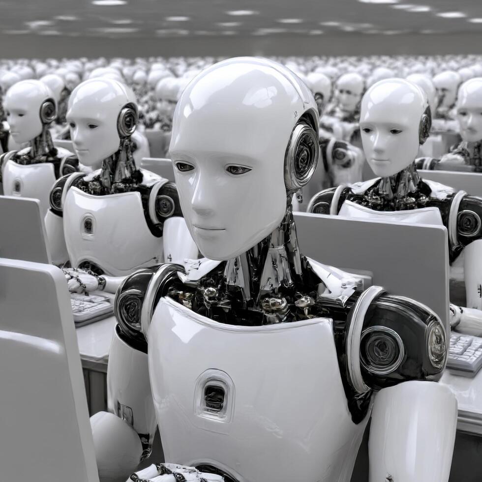 Robot in a row of computers photo