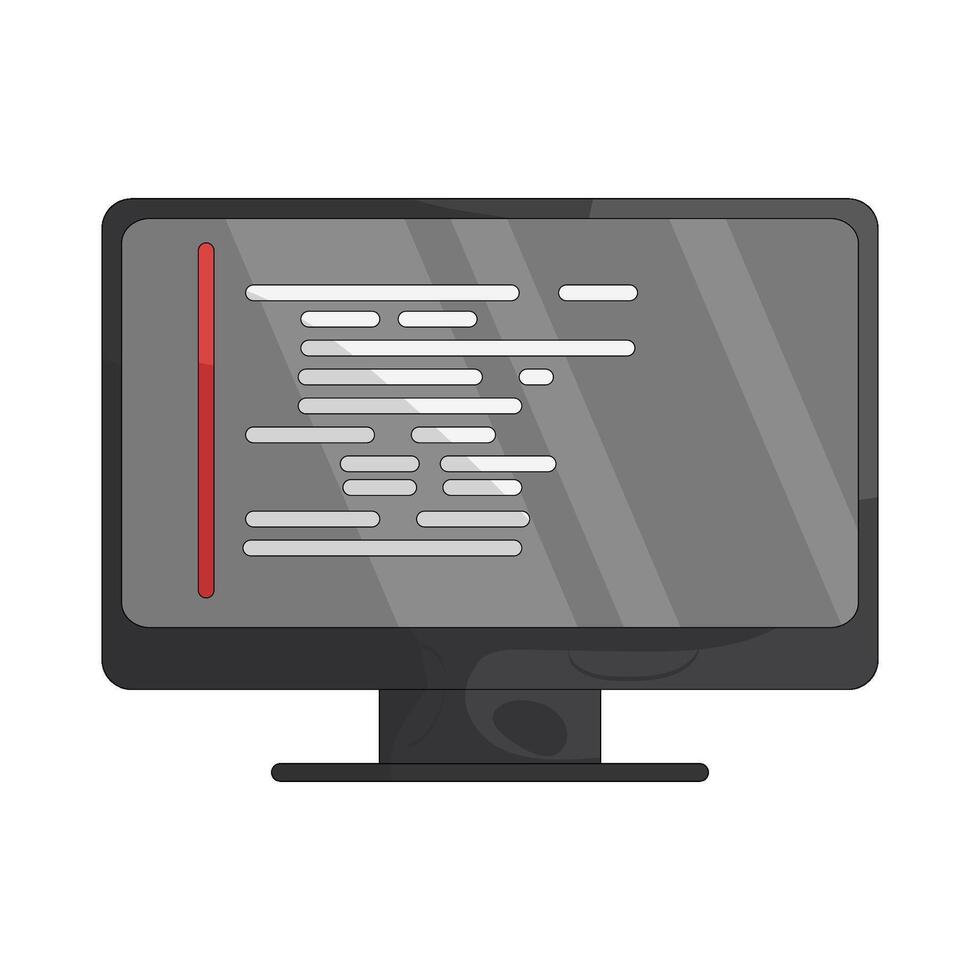 Computer Monitor Displaying Code Illustration vector