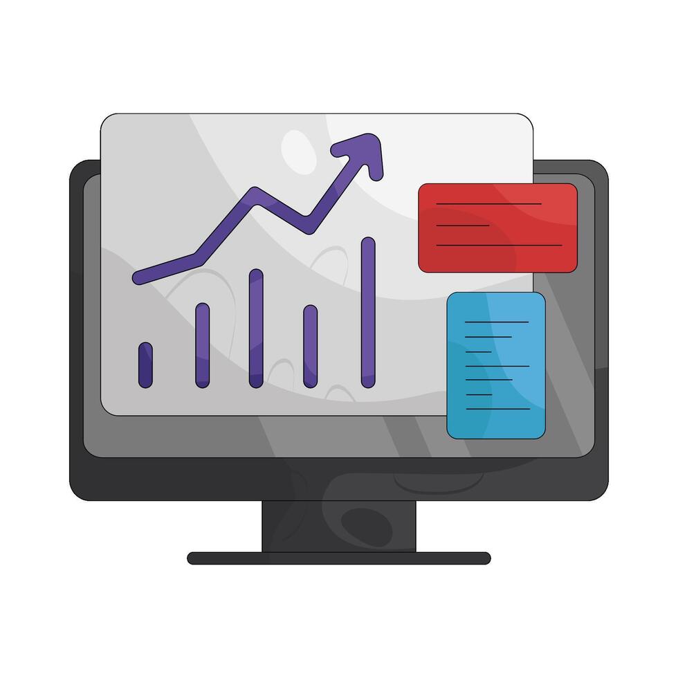 ilustración de datos análisis gráfico en computadora pantalla vector