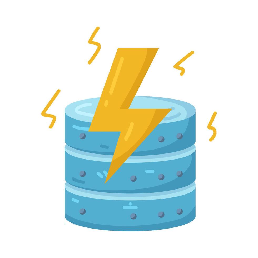 base de datos servidor con relámpago tornillo ilustración vector