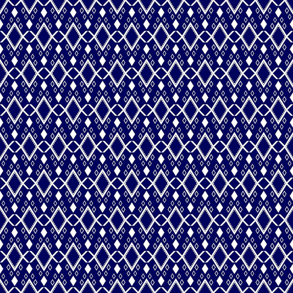 Seamless geometric pattern. Traditional diamond shapes in white on a dark blue background. Repeating pattern. Suitable for use in fabric prints, wallpapers, backgrounds and digital design vector