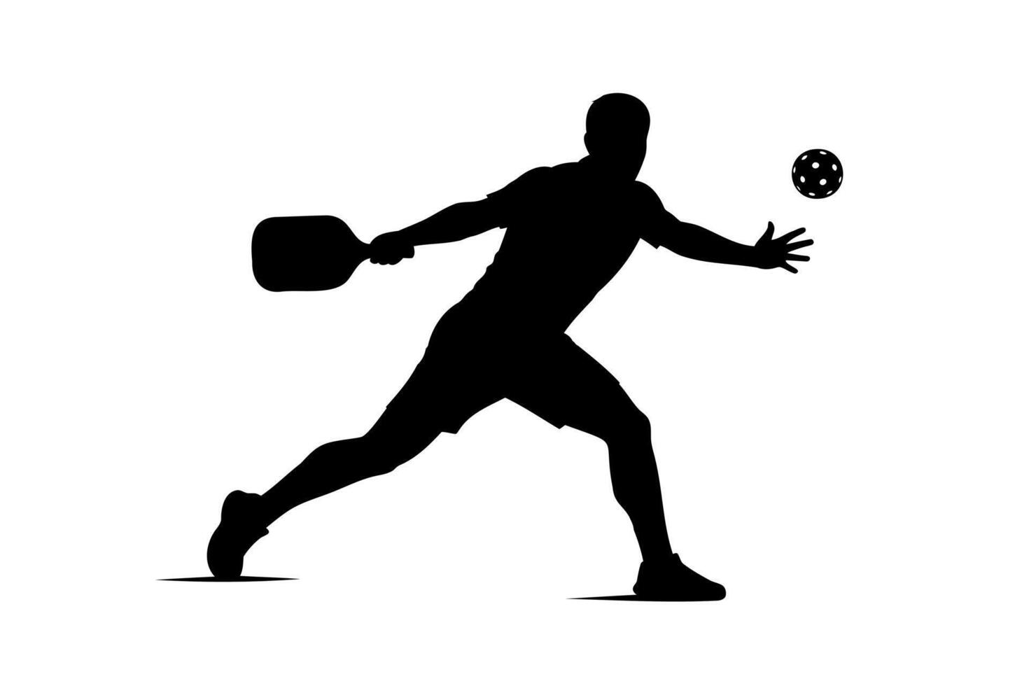 Dynamic pickleball player in action, reaching for a shot with paddle ready, capturing sport's excitement vector