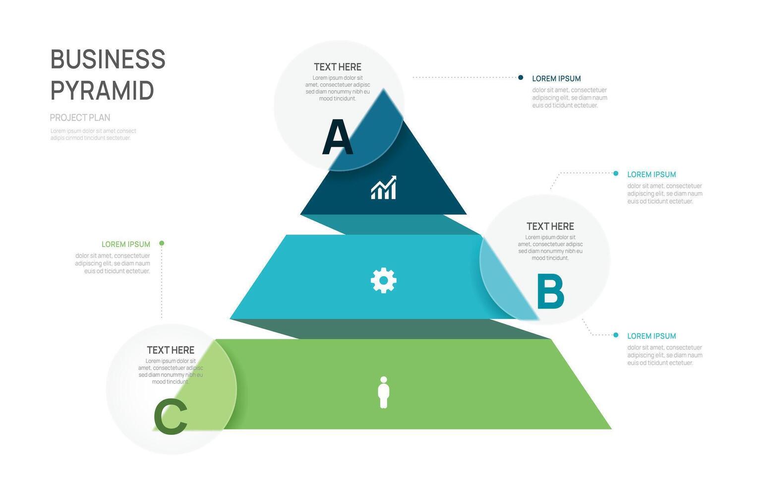 Infographics pyramid triangular chart timeline business 3 steps to success template. vector