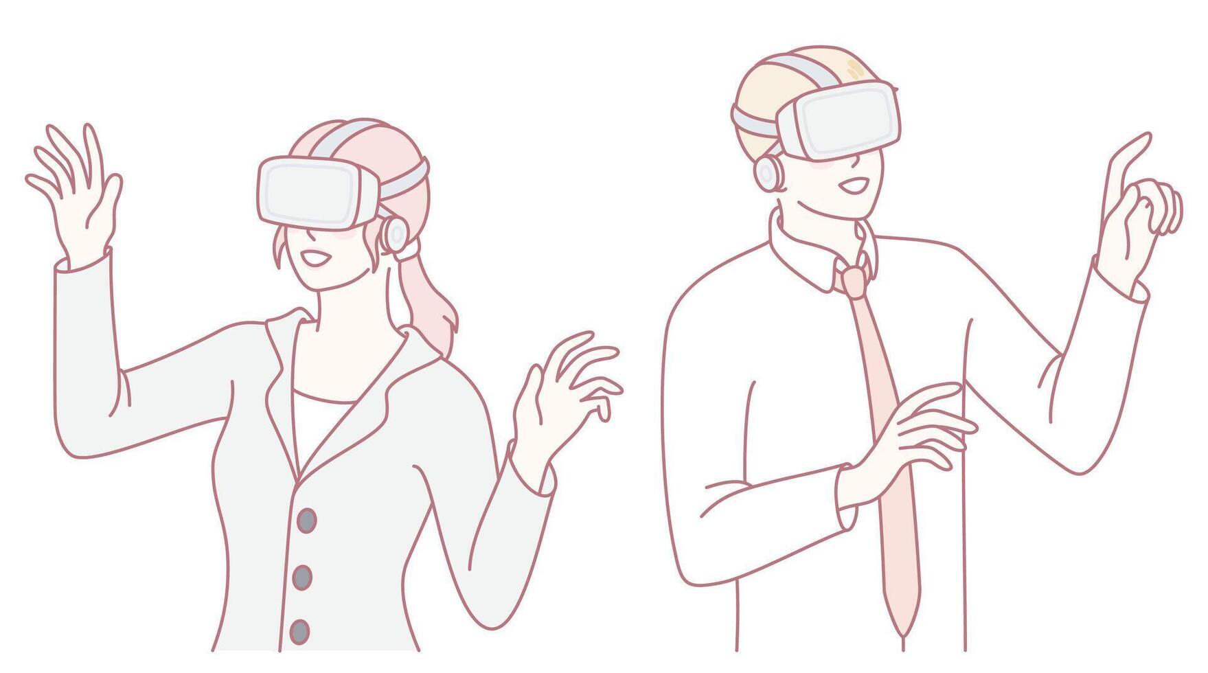 Virtual Reality Experience Engaging and Exploring Diverse Digital Worlds and Realities vector