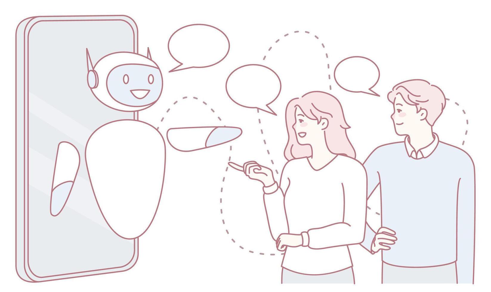 Engaging in an Interactive Conversation Session with a Friendly Robot Companion Today vector