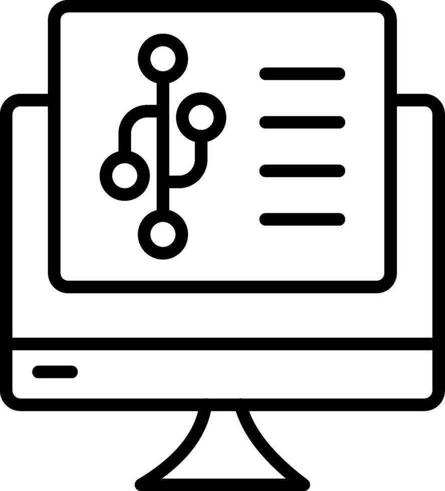 A computer monitor with a diagram of a network vector