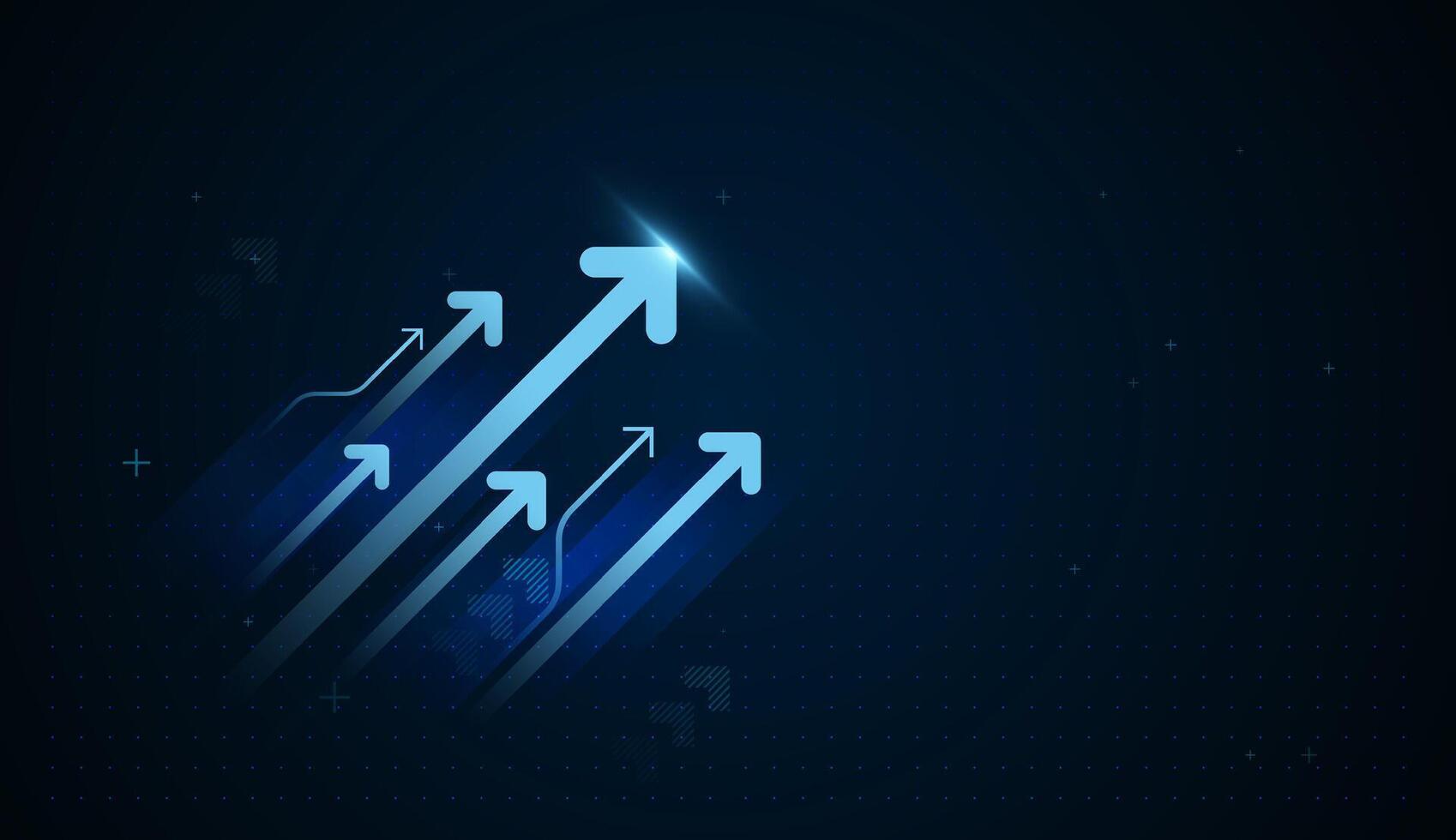 A sophisticated business concept image showing multiple dark blue arrows. Deep blue gradient Upward Finance and Business Arrows on dark gradient background vector