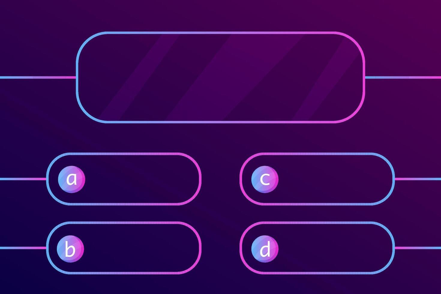 Quiz question border interface game menu, show answer trivia template background. Multiple choice frame, button. Bar ui challenge. vector
