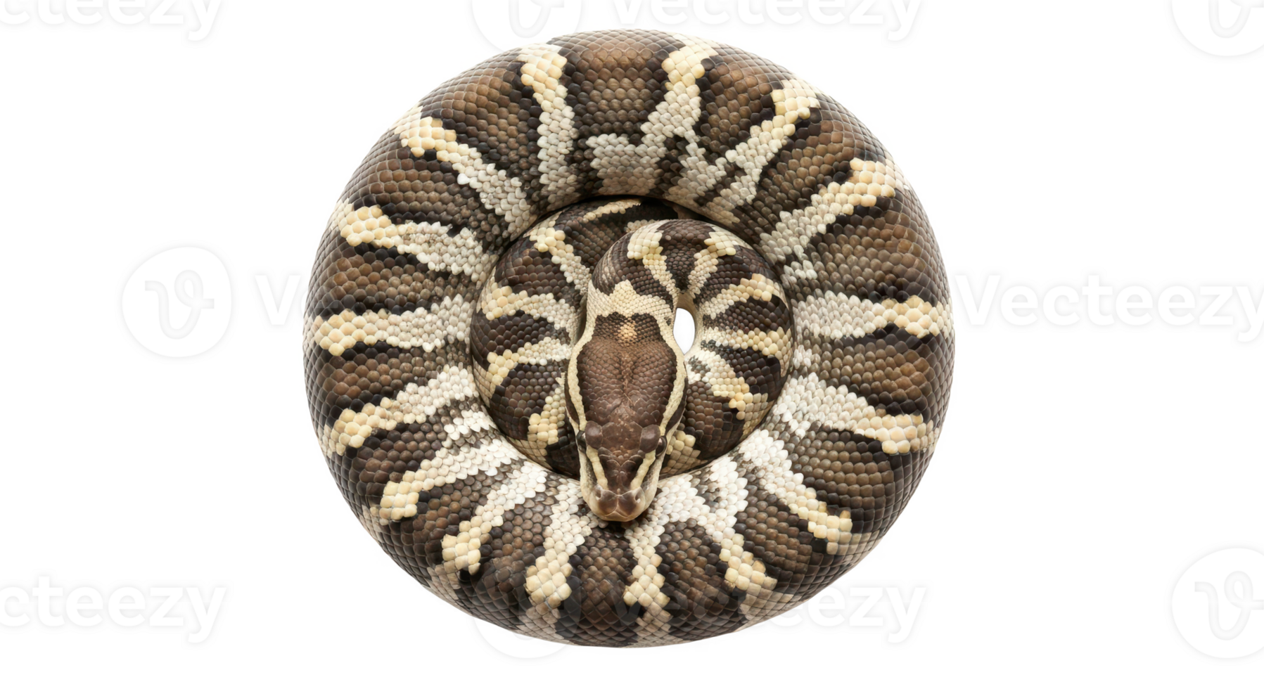 arrotolato pitone un' dall'alto al basso Visualizza di un' rettiliano Meraviglia su un' trasparente sfondo png