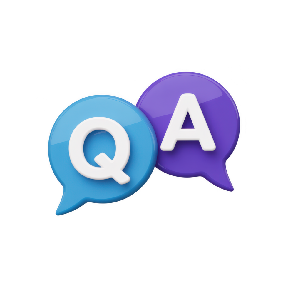 un 3d hacer de pregunta y responder habla burbujas aislado en transparente antecedentes representando comunicación y información intercambiar png