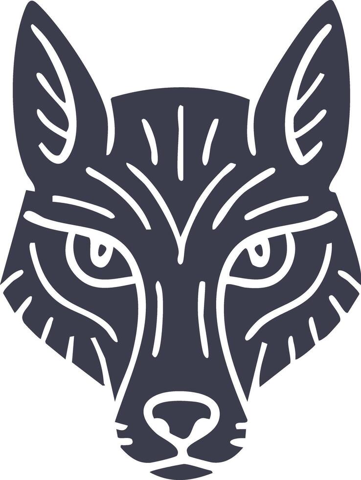 Wolf head emblem with angular markings in grey vector