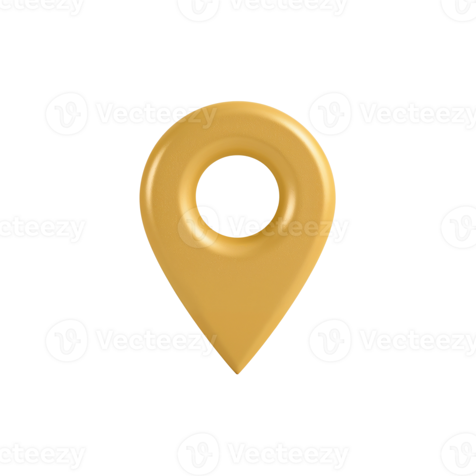 Isolated Golden Map Pointer Symbol on Transparent Backdrop with a Shiny Finish Location Icon png