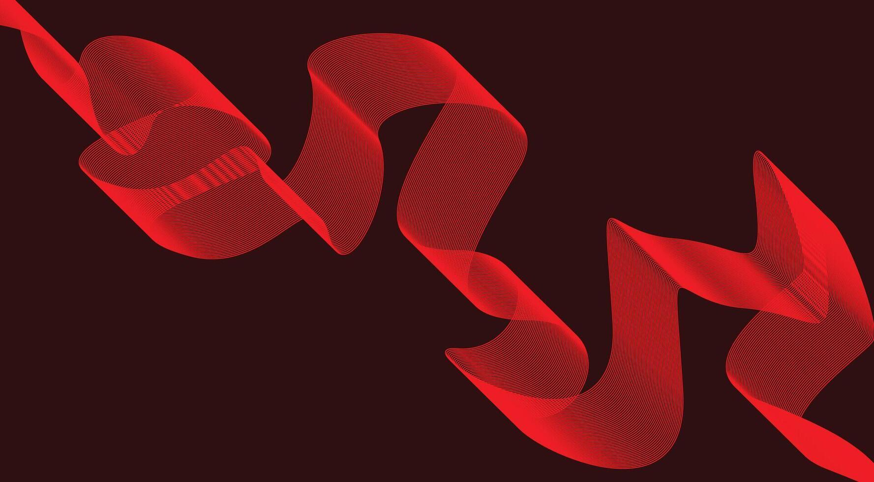 Wavy Blend Curved Lines Design Background Red Color Abstract Illustration vector