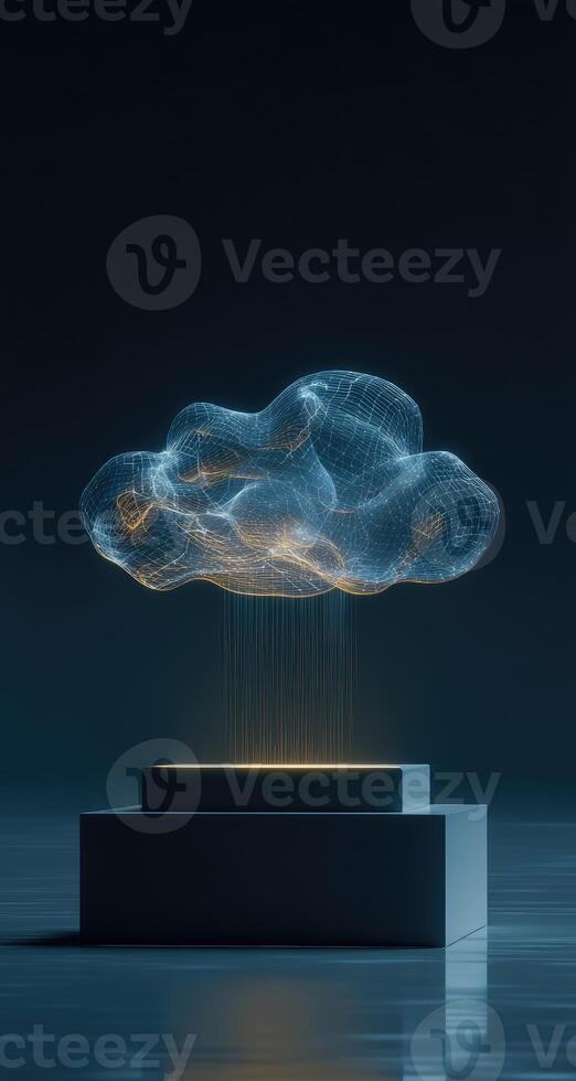 Cloud computing concept with a cloud on top of a pedestal photo