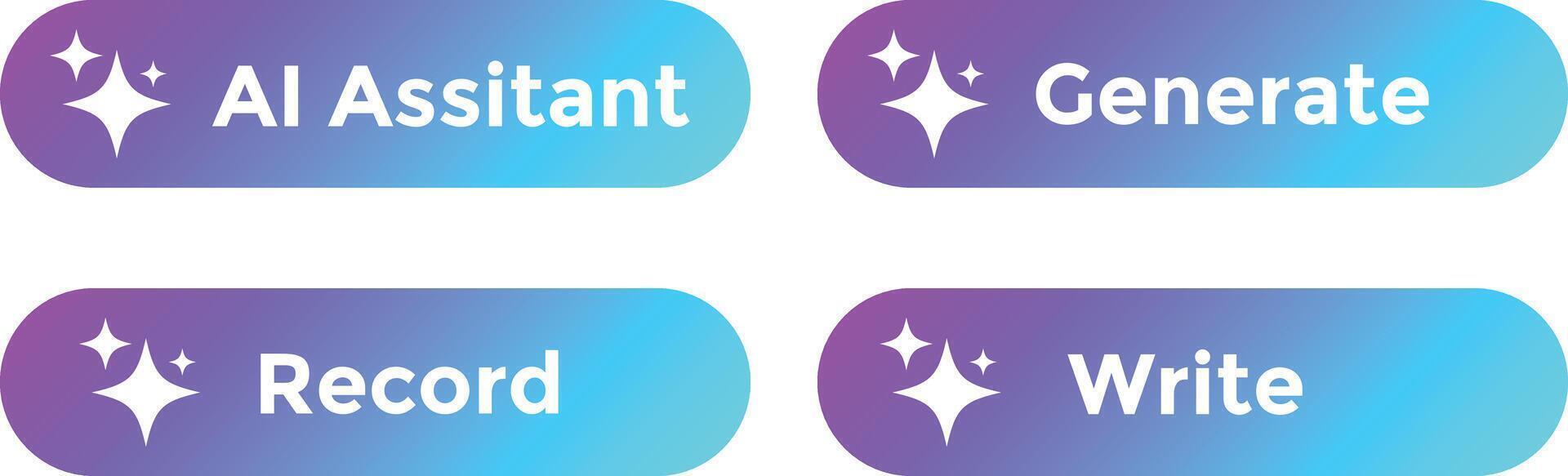 AI Assistant button. generate, record and write with ai. abstract glowing button. Chatbot assistant. web, neural network symbol. representing technology and business. vector