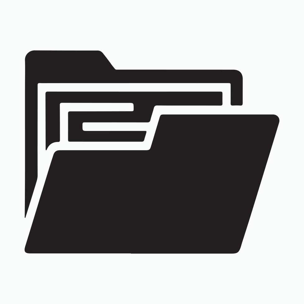 Opened File Folder With Papers Solid Icon vector