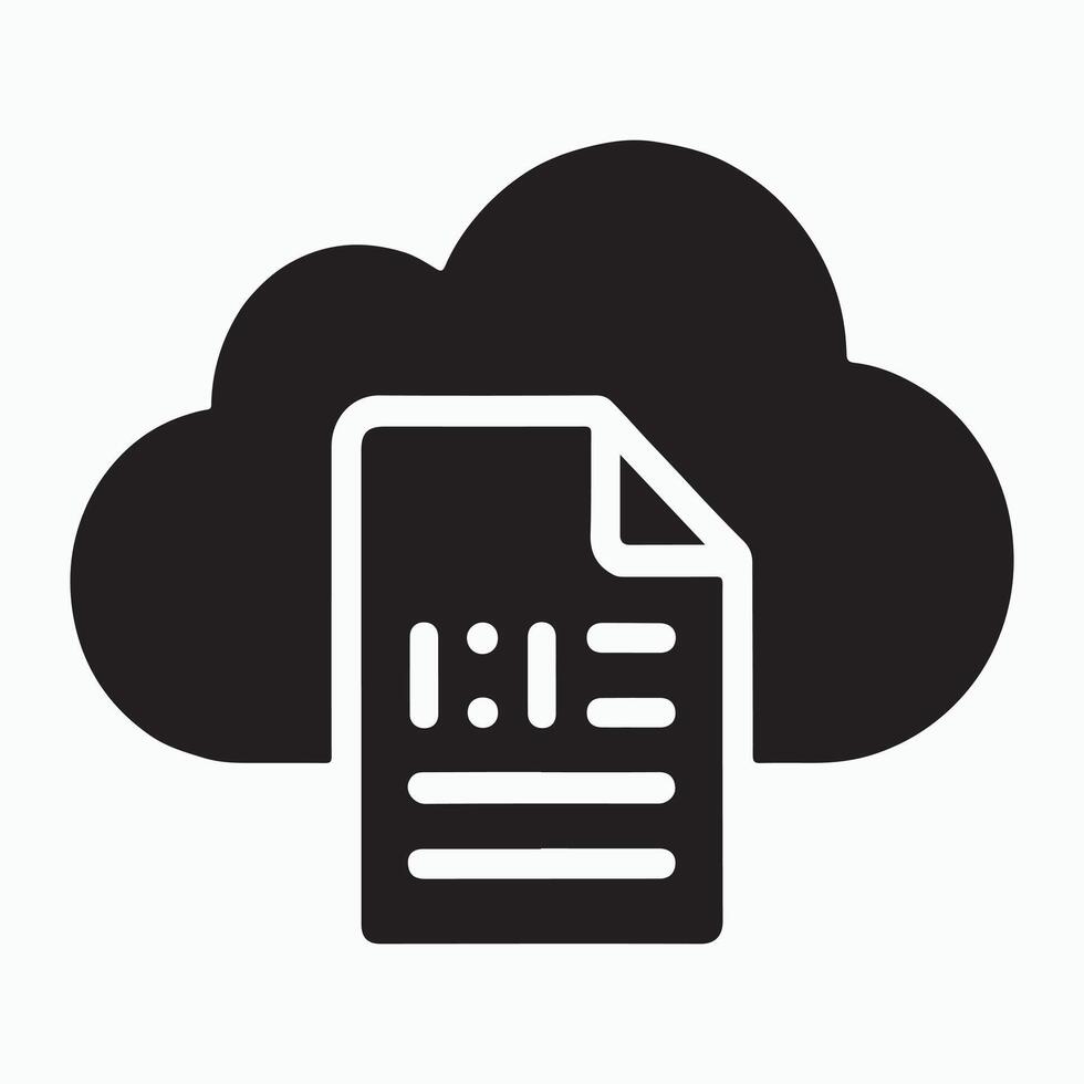 Cloud Document Sync Solid Cloud Backup Icon vector