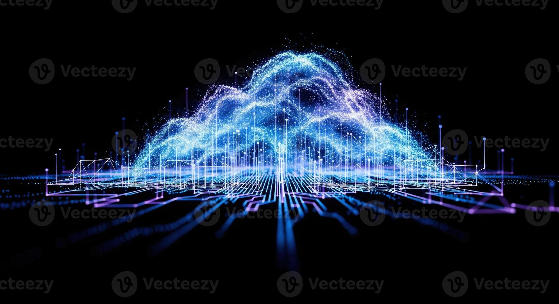 Futuristic Digital Cloud Data Network Visualization. photo