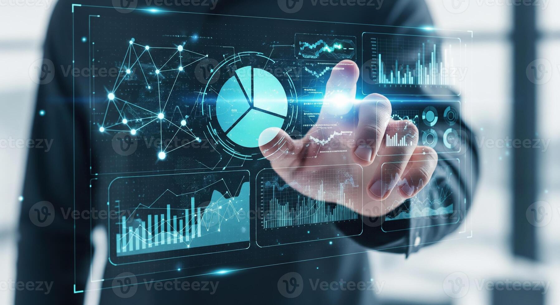 Digital Data Analytics Interface Interaction. photo