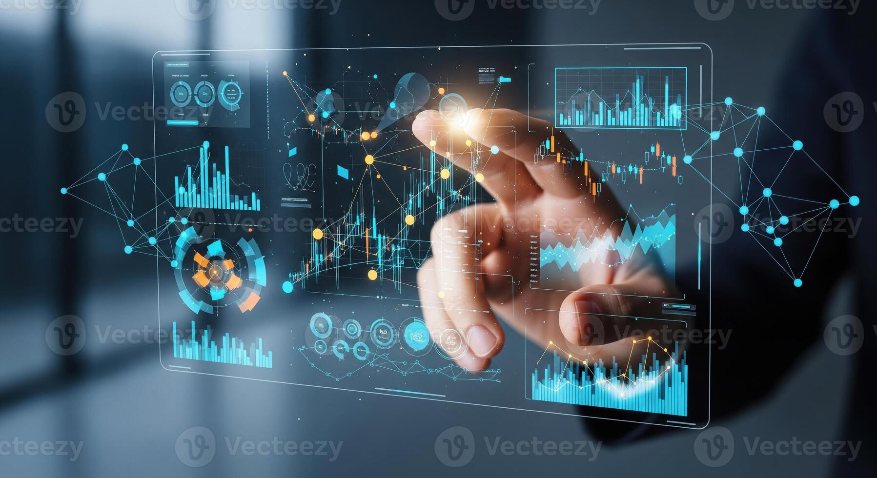 Data Analysis and Visualization on Digital Interface with Hand Interaction. photo