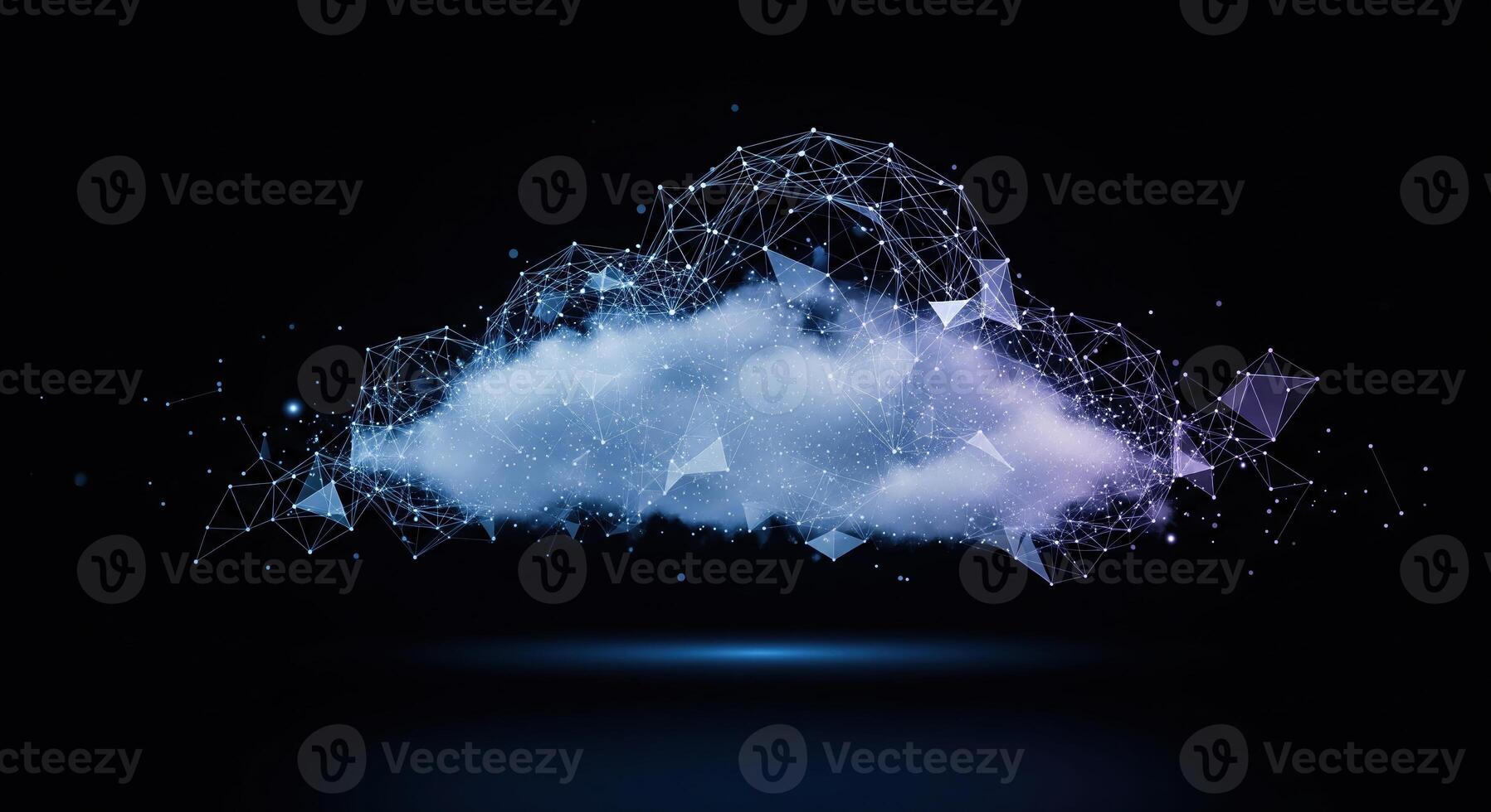 Abstract Cloud Computing Network Illustration on Black photo