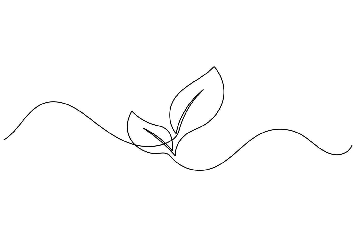 Clean and simple line drawing leaf abstract botanical art vector