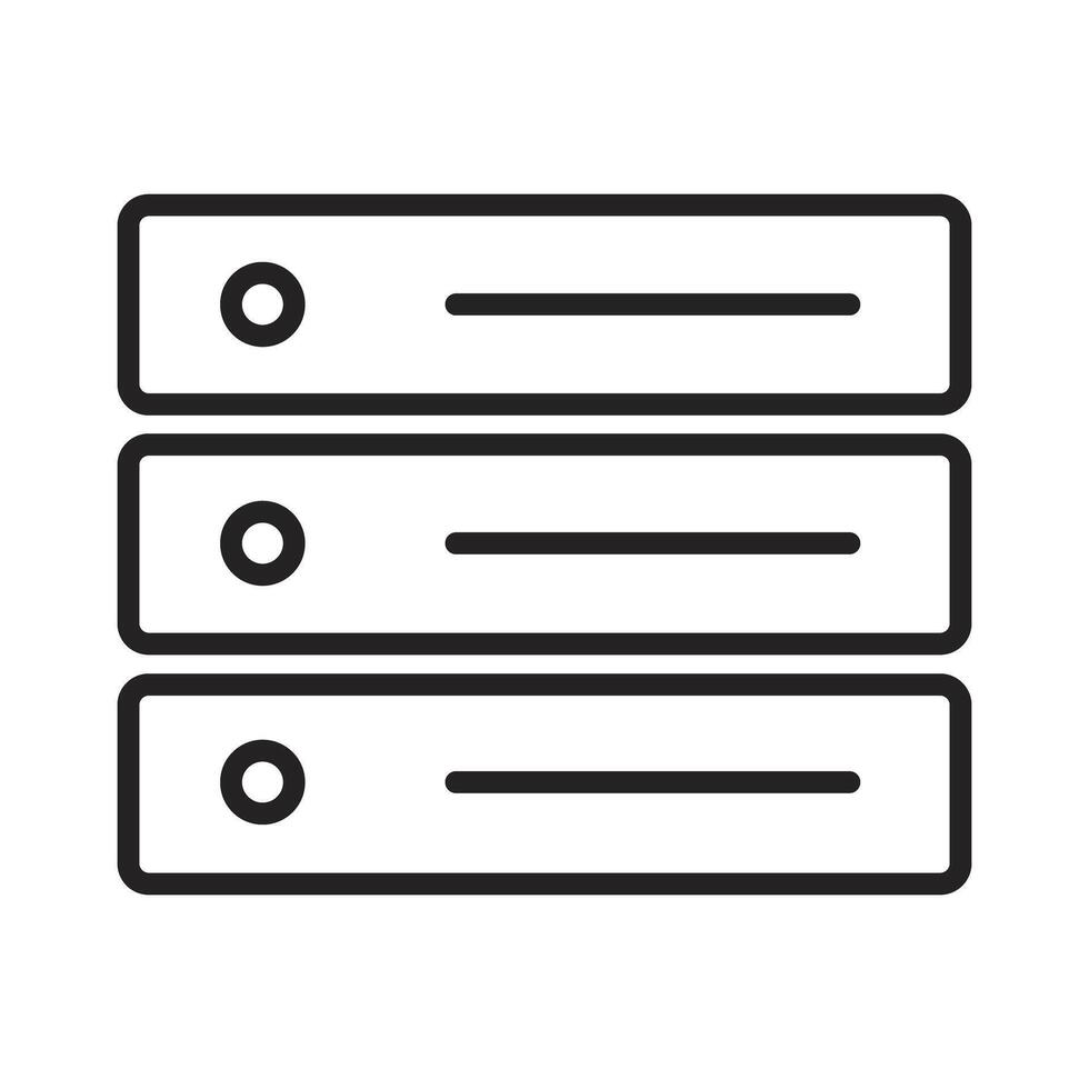 Simple server rack line icon for data center and hosting.Minimalist network server outline for technology symbol. vector