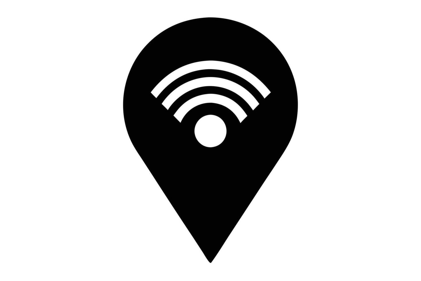 Simple Black Wifi Hotspot Location Icon Minimalist Design, Digital Map Marker Showing Wireless Internet Access Point vector
