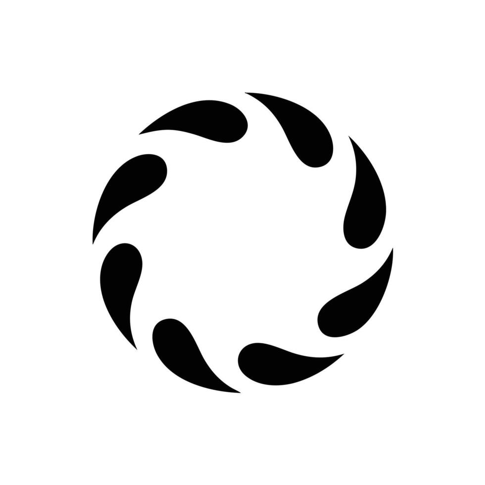 Abstract circular vortex of black teardrop shapes on a white background. vector