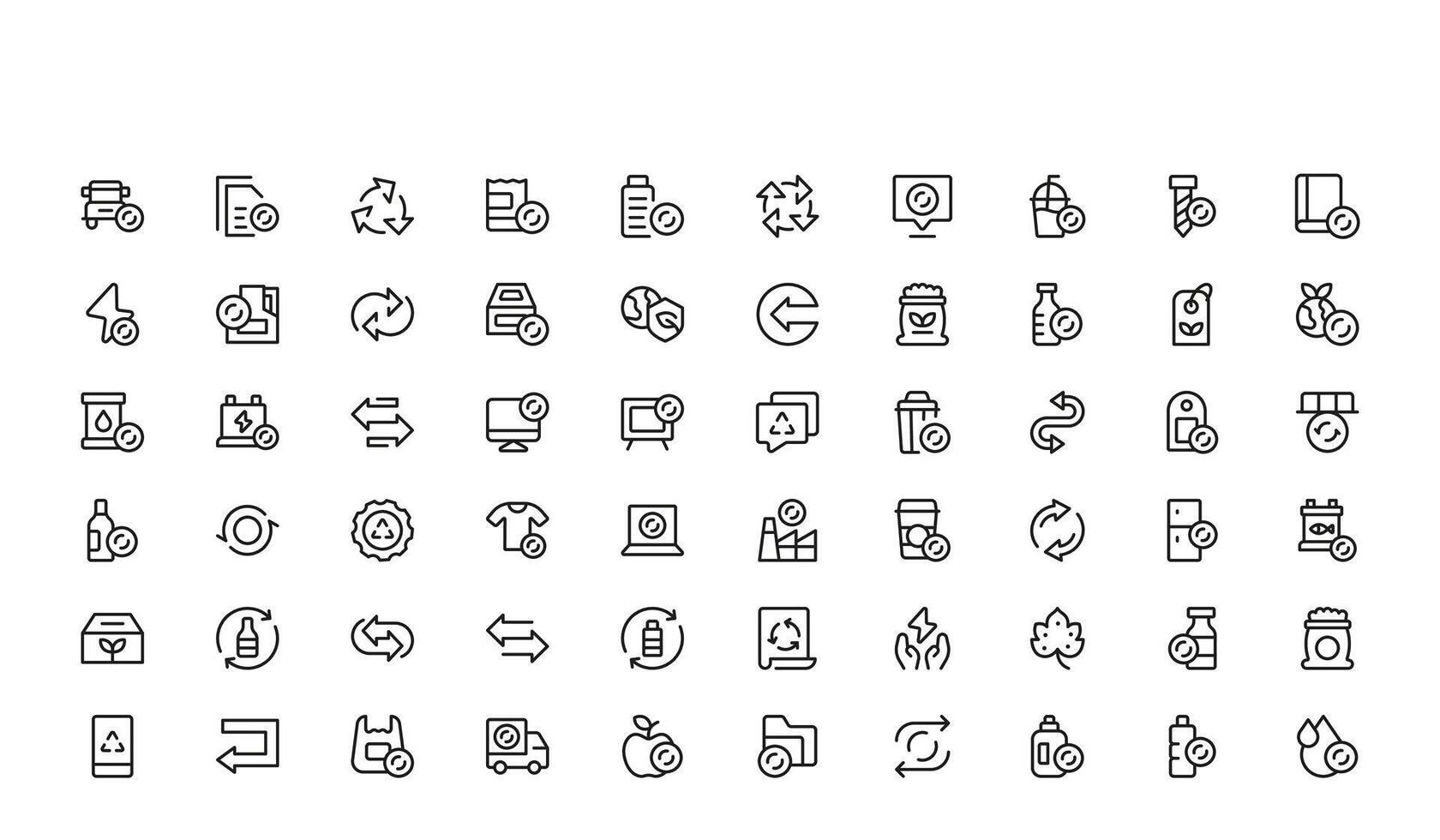 Exchange and Recycle Line Icon Collection featuring Minimal Modern Outline Style for Sustainability Graphics vector