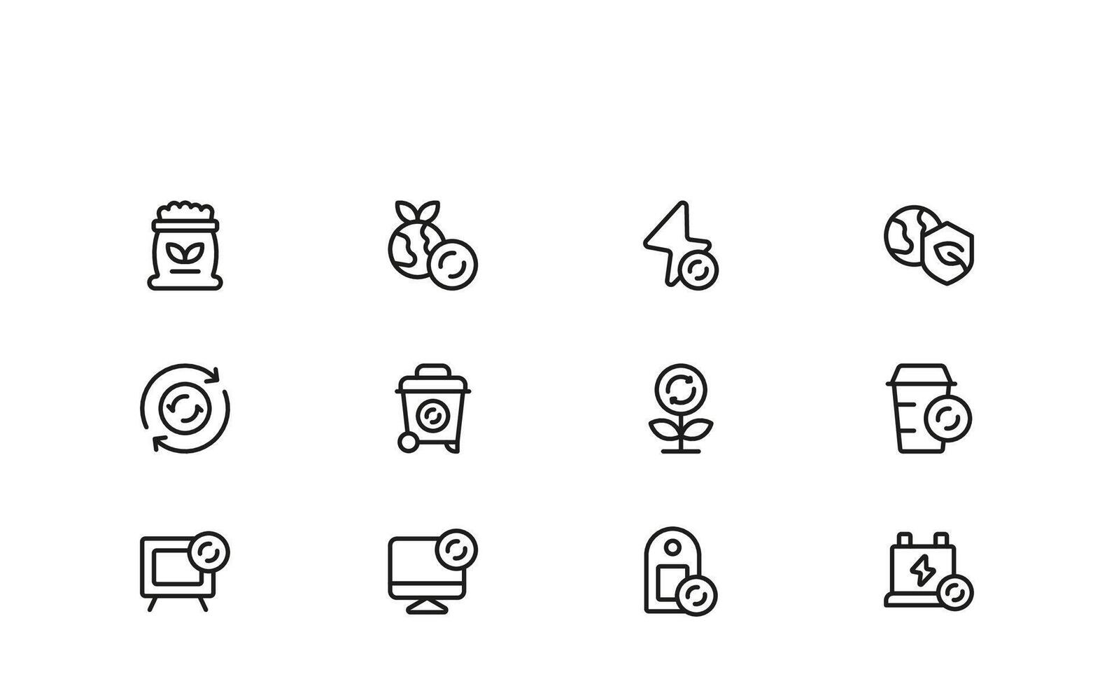 Professional Line Icons of Recycling and Exchange with Minimal Outline Design for Eco Conservation Concepts vector