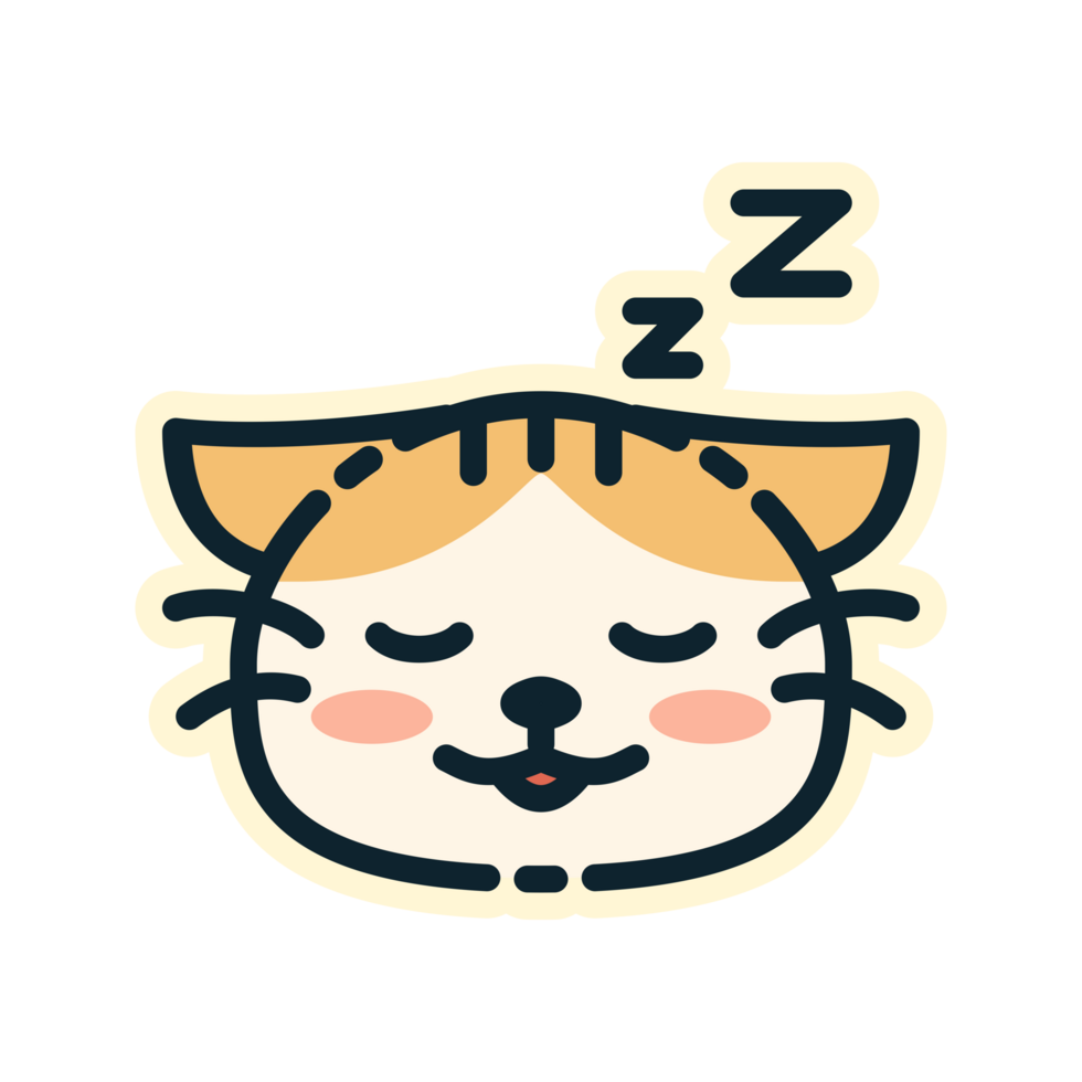 The sleeping cat, designed in flat style. Ideal for stickers, branding, and digital projects. Comes in multiple formats, and making it versatile for both print and online use. Transparent Background. png
