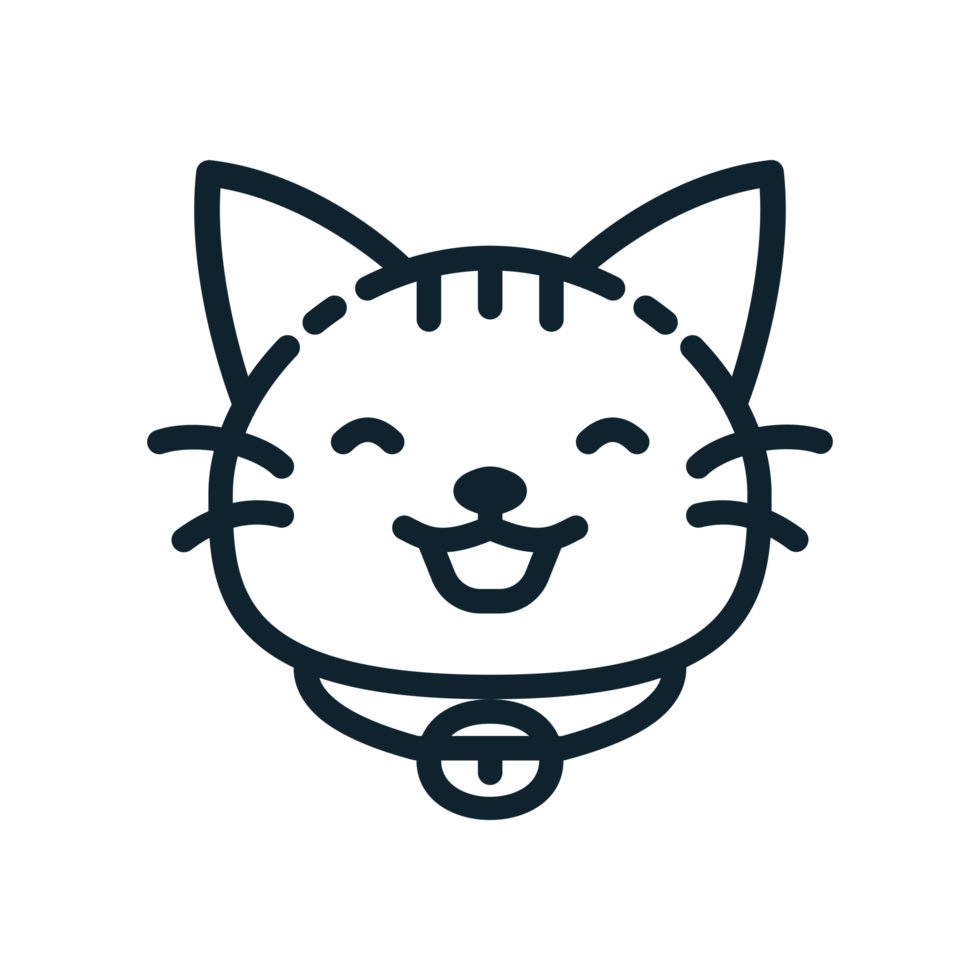 Happy Cat, designed in line style. Ideal for stickers, branding, and digital projects. Comes in multiple formats, and making it versatile for both print and online use. Transparent Background. png